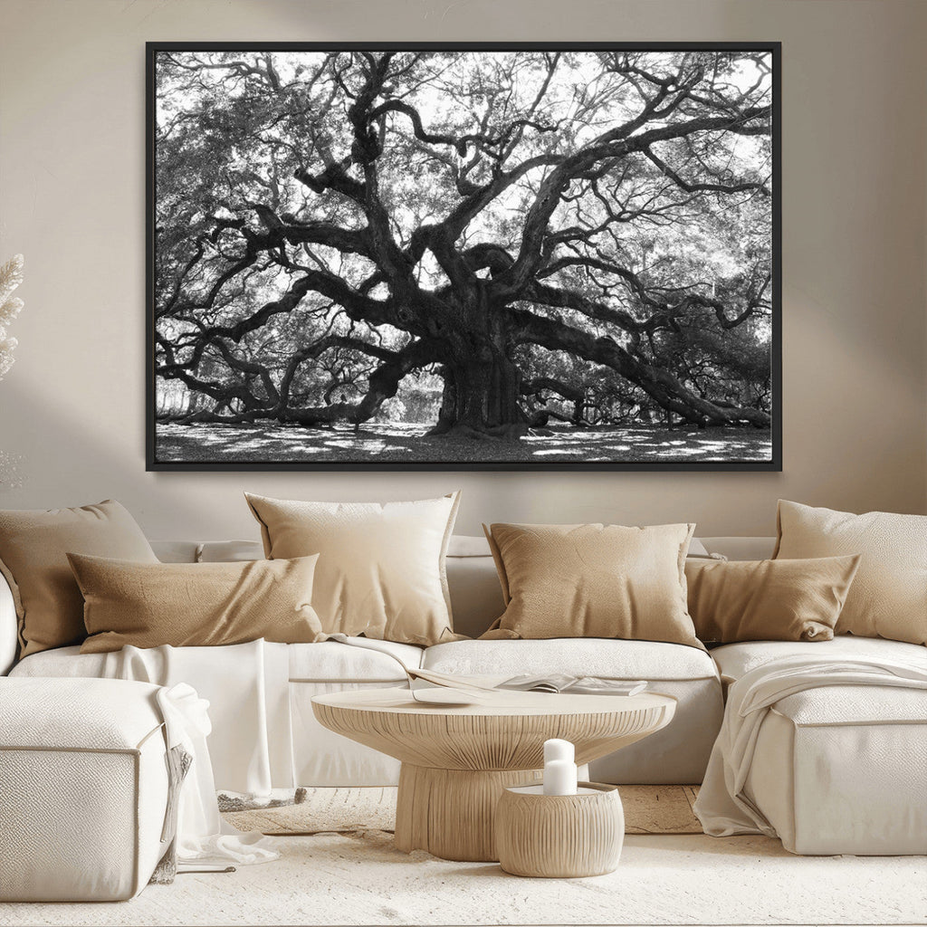 Ancient Oak Wall Art Canvas Print | Gnarled Tree with Twisted Branches