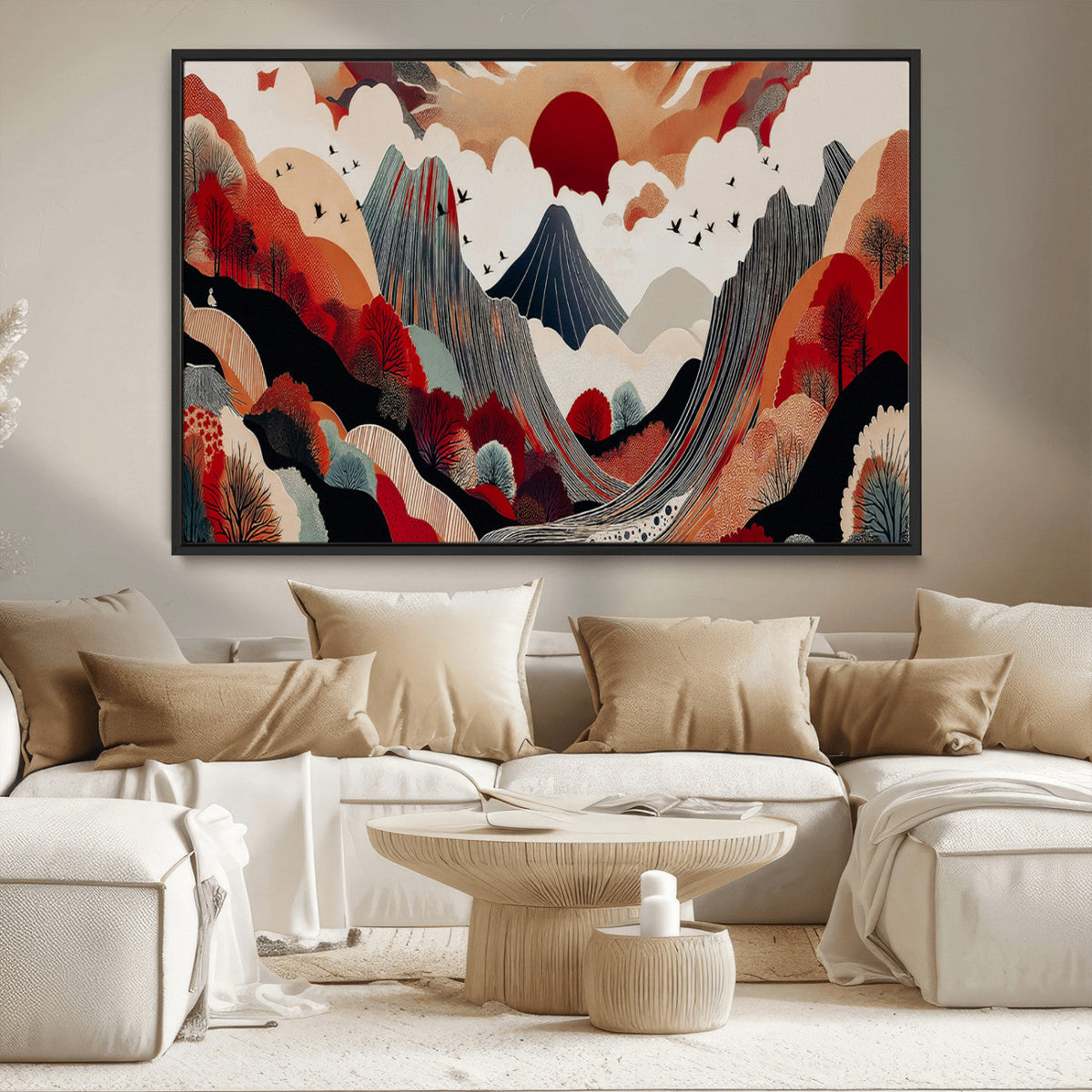 Abstract Mountain Wall Art Canvas Print | Vibrant Stylized Landscape