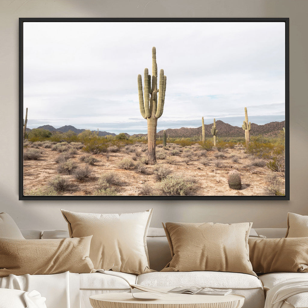 Saguaro Cactus Wall Art | Framed Desert Canvas Artwork