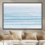 Ocean Wave Surfer Wall Art | Framed Minimal Seascape Canvas