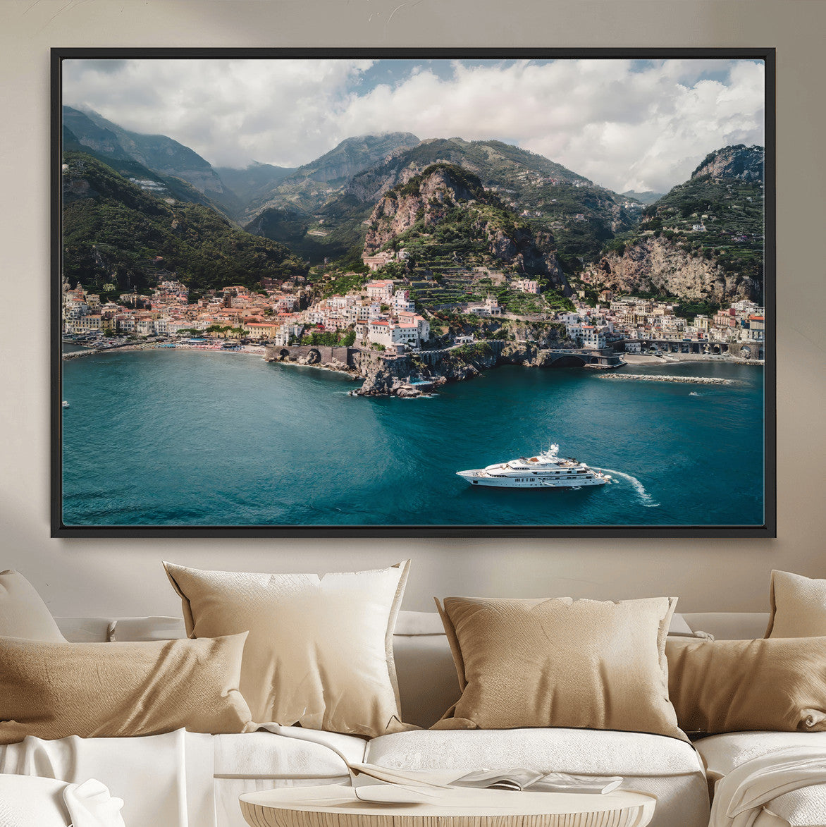 Amalfi Coast Wall Art | Framed Italian Seaside Canvas