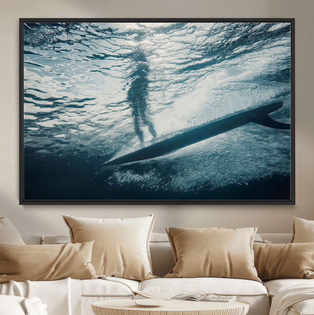 Underwater Surf Wall Art | Framed Ocean Wave Canvas Artwork