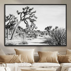 Joshua Tree Wall Art | Black & White Canvas Print, Nature Serenity Decor