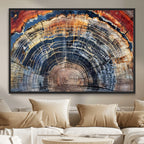 Tree Rings Wall Art Canvas Print, Framed Petrified Wood Art, Modern Rustic Decor