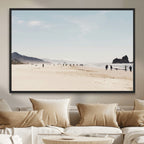 Minimalist Beach Wall Art Canvas Print, Framed Coastal Serenity Soft Sand