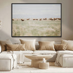 Bison Herd Wall Art Canvas Print, Framed Western Ranch Nature Scene