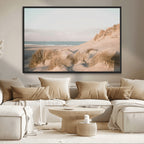 Beach Landscape Wall Art Canvas Print, Framed Sand Dune Photography, Minimalist Seascape Coastal Decor