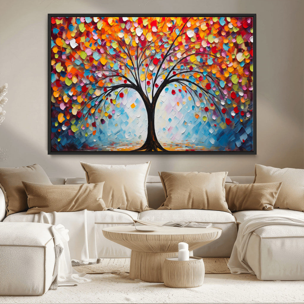 Vibrant Tree of Life Canvas Wall Art | Colorful Abstract Nature