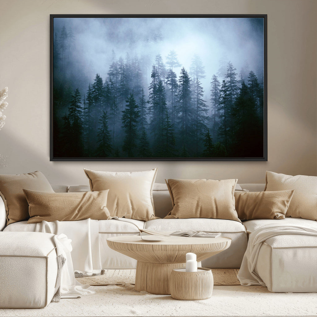 Foggy Pines Misty Forest Wall Art Print