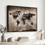 Personalized Push Pin World Map Wall Art Canvas Print, Customizable Framed Travel Map - NEWMAP-085