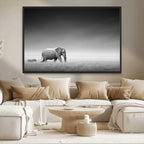 Elephant and Zebra Wall Art Canvas Print, Modern Artwork