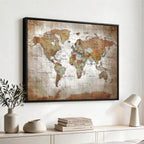 Vibrant Watercolor World Map Canvas Wall Art | Framed Travel Map