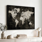 Vintage World Map Wall Art Canvas Print | Framed Large Map Wall Art