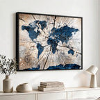 Rustic World Map Canvas Print | Framed Wall Art for Couples