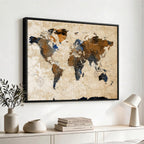 World Map Canvas Art Print | Framed Travel Map Wall Art