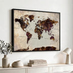 World Map Canvas Triptych | Colorful Global Wall Art for Living Rooms