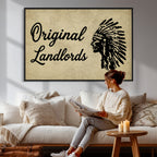 Original Landlords Wall Art Canvas Print, Native American Silhouette Artwork