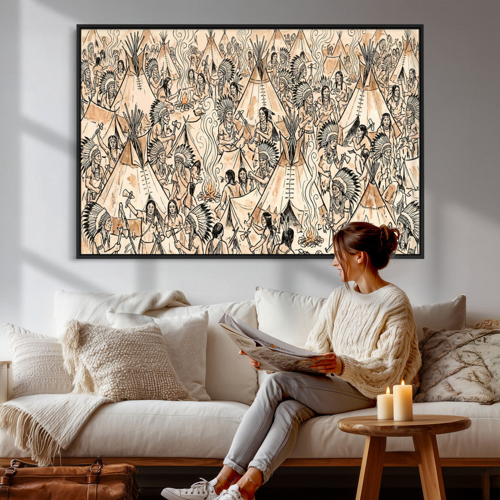 Native American Indian Wall Art Canvas Print