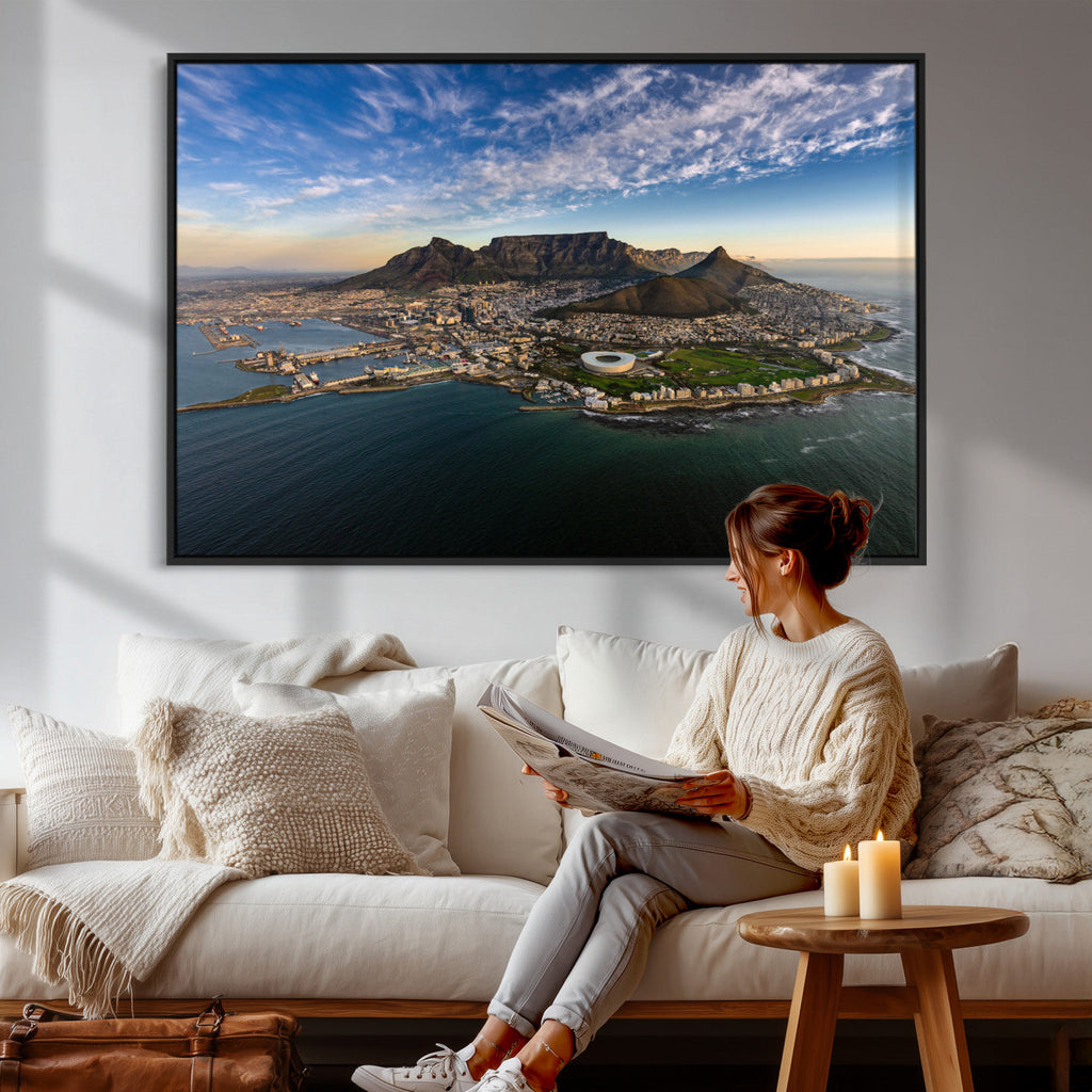 Cape Town Wall Art Canvas Print | Table Mountain Coastal Skyline Panorama