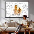 Wedding Signature Guest Book Canvas, Personalized Couple Photo Art