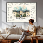 Wedding Venue Guest Book Canvas, Personalized Venue Drawing Sign