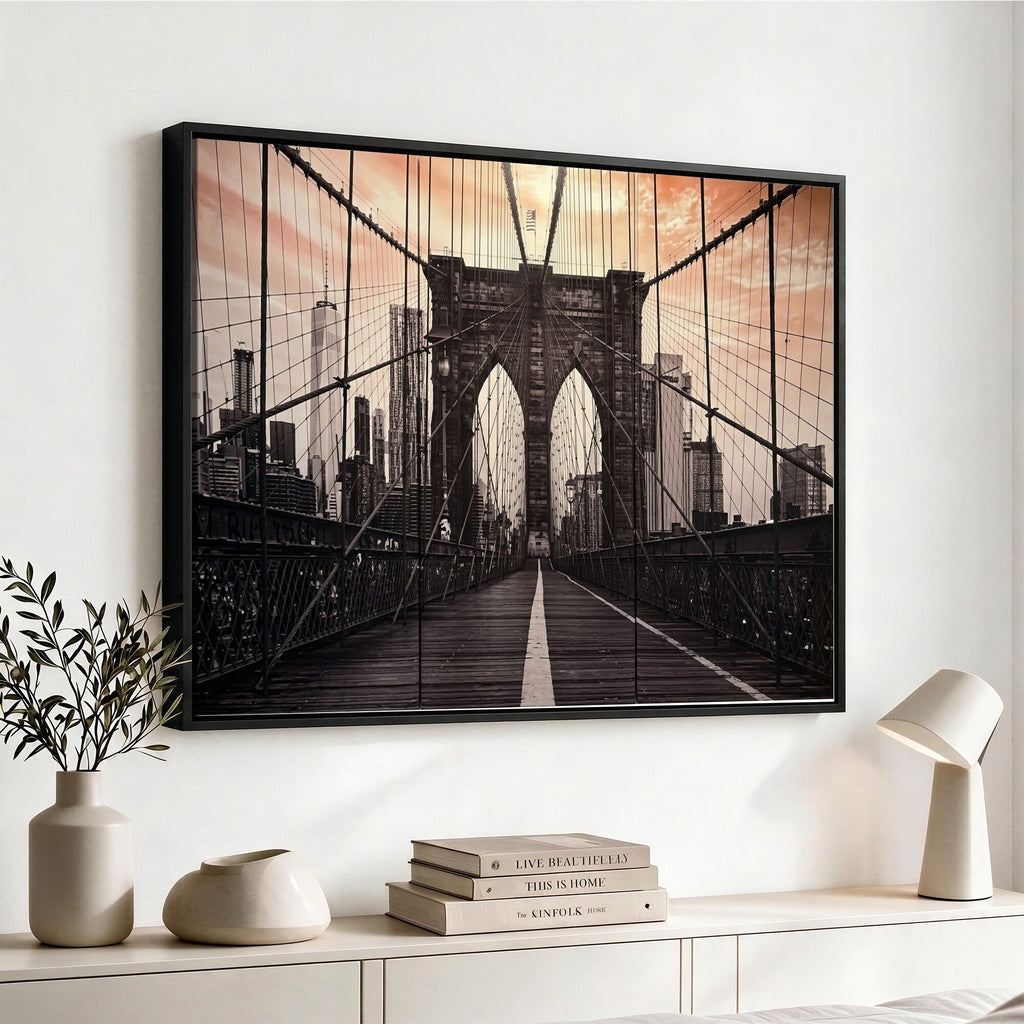 Brooklyn Bridge Canvas Wall Art, New York City Skyline Photography