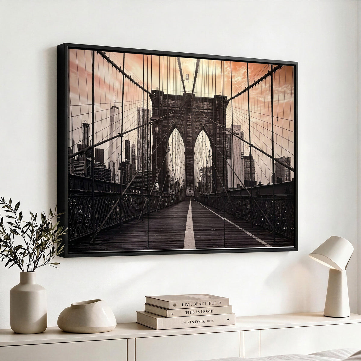Brooklyn Bridge Canvas Wall Art, New York City Skyline Photography