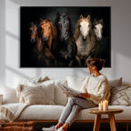 Horse Wall Art Canvas Print, Wild Horses Portrait Photography, Rustic Ranch Decor
