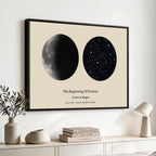 Moon and Stars Canvas Print, Personalized Moon Phase and Star Map Art