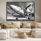 Vintage Airplane on Runway Canvas Print