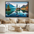 Crystal Clear Lake Wall Art | Mountains Wall Art Canvas | 3 Panel Landscape