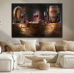 Wine and Barrels Wall Art Canvas Print
