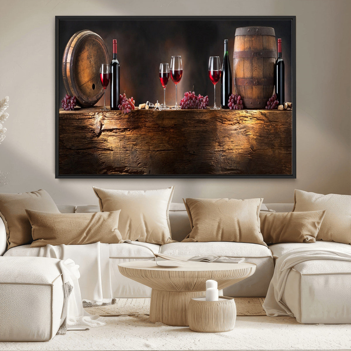 Wine and Barrels Wall Art Canvas Print