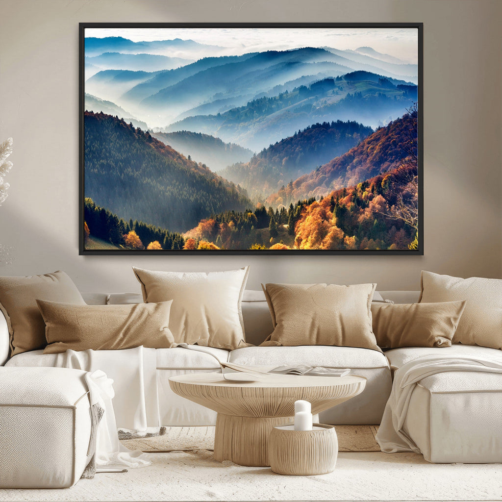 Mountains Forest Autumn Wall Art Canvas Print