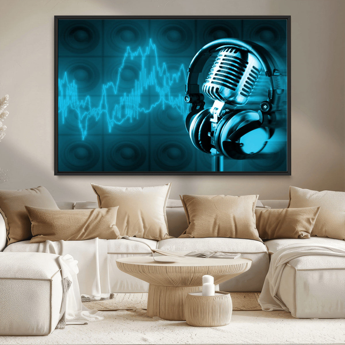 Music and Microphone Wall Art Canvas Print