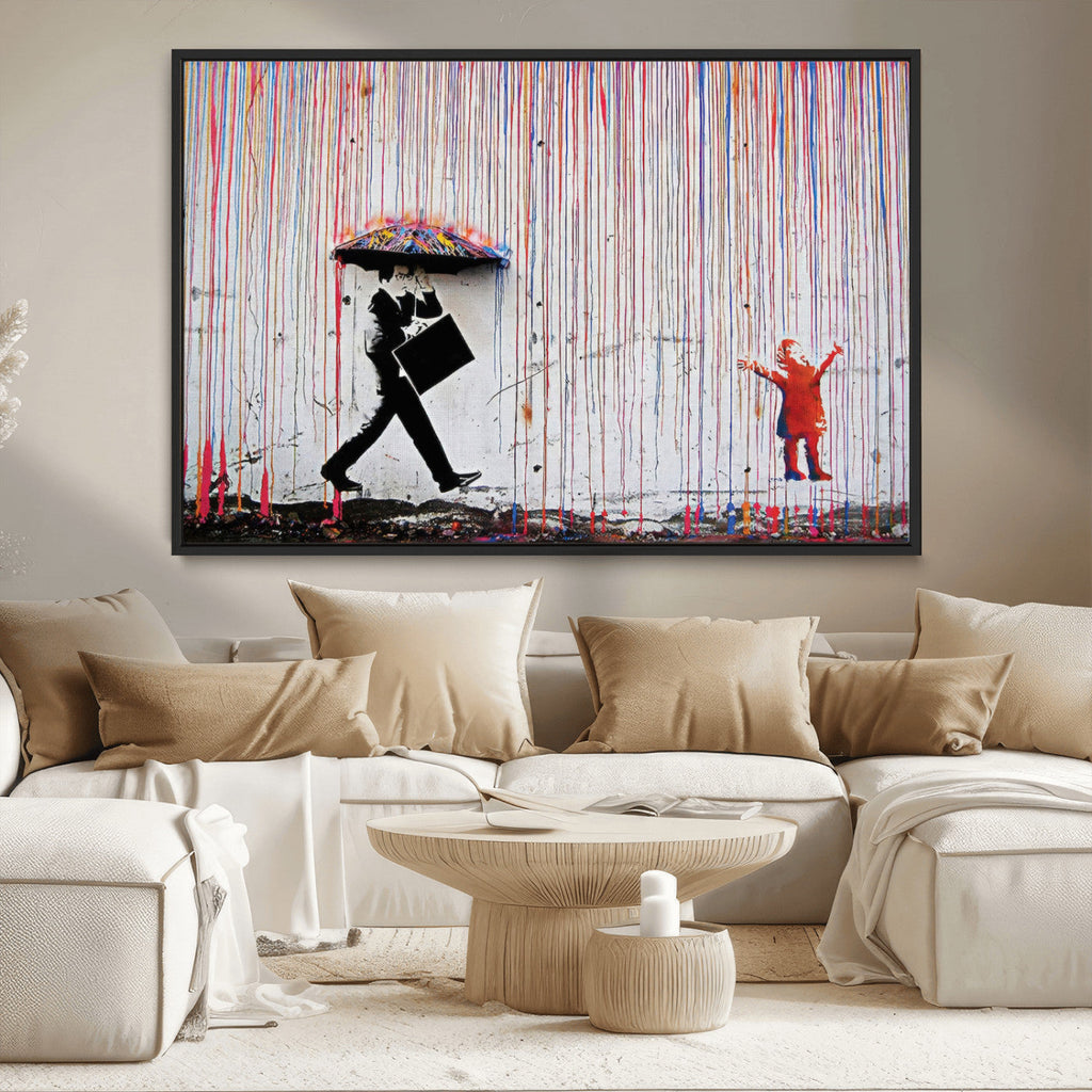 Banksy Wall Art Canvas Print | Framed Graffiti Street Art Picture