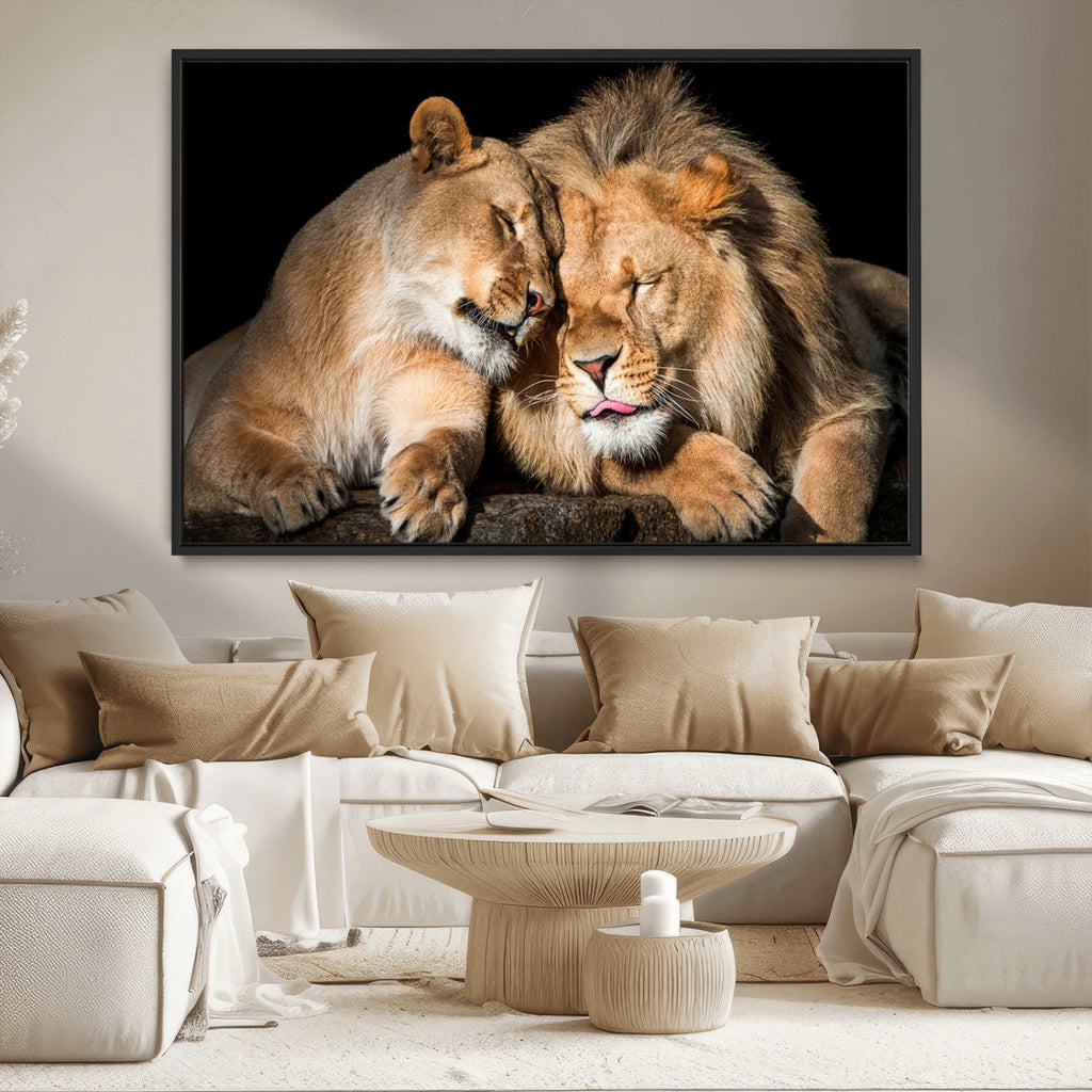 Lion and Lioness Wall Art Canvas Print | African Wildlife Animal Art