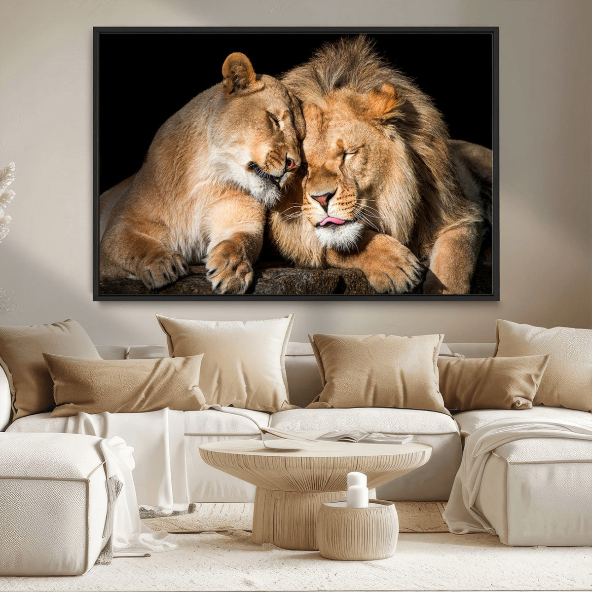 Lion and Lioness Wall Art Canvas Print | African Wildlife Animal Art