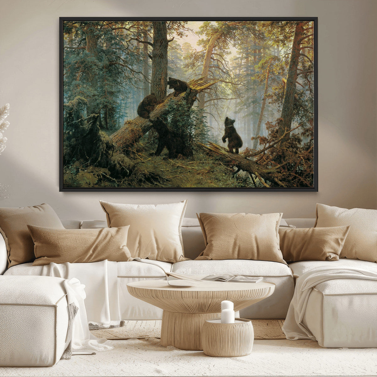 Baby Bears in Forest Wall Art Canvas Print