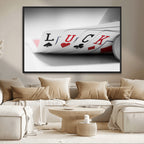 Framed Lucky Poker Cards Canvas | Modern Triptych Wall Art for Game Rooms