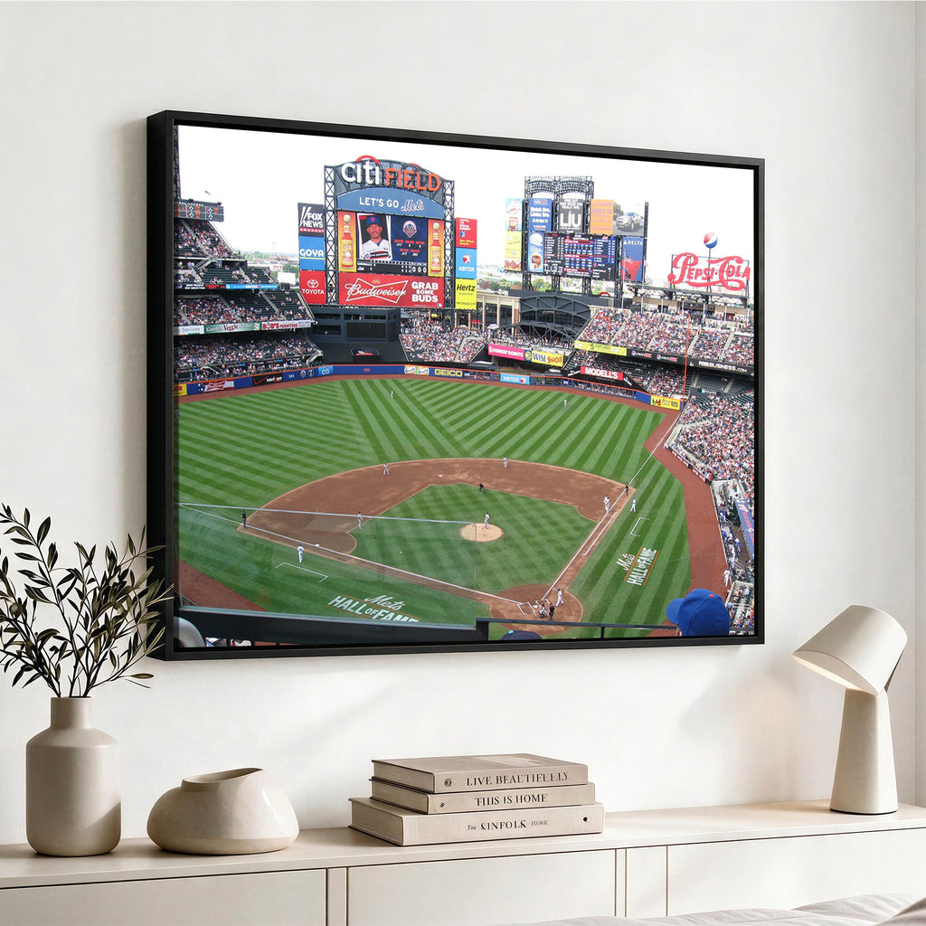 New York Mets Baseball Team Print, Citi Field Baseball Stadium Wall Art