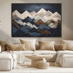 Rustic Mountain Landscape Wall Art Canvas Print, Framed 3D Wooden Effect Mountain Art