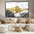 Gold Abstract Mountains Wall Art Print on Canvas, Nature Wall Art Print