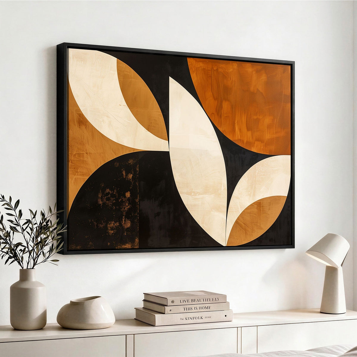 Geometric Abstract Wall Art Canvas Print, Mid Century Modern Wall Art