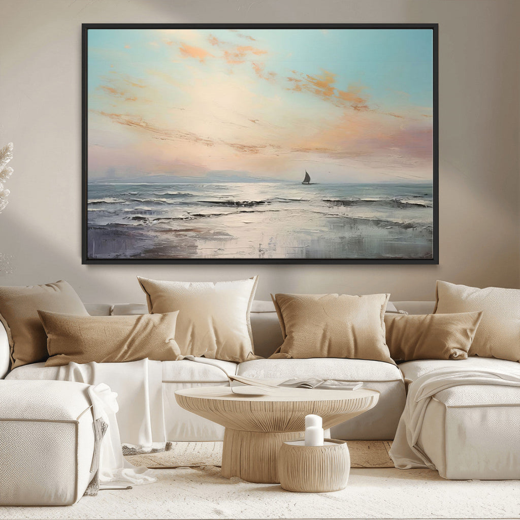 Abstract Ocean Wall Art, Boat Wall Art Canvas Print