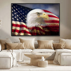 American Flag Eagle Symbol Wall Art Canvas Print, Patriotic American Flag Eagle Wall Art