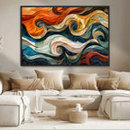 Abstract Wave Wall Art, Ready to Hang Framed Canvas Print | Extra Large 3 Piece Canvas Wall Art