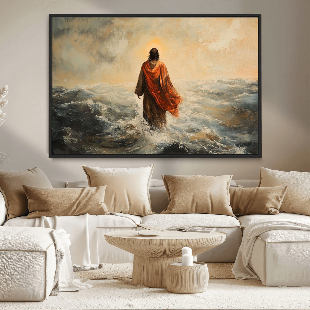 Jesus Walking on Water, Christian Wall Art, Jesus Christ Oil Painting Style Print