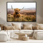 Scottish Highland Cow Canvas Wall Art, Rustic Farmhouse Decor