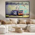 Banksy Life is Short Wall Art, Iconic Graffiti Street Art Canvas Print
